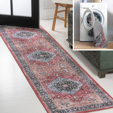 Alacati Ogee Medallion Washable Area Rug